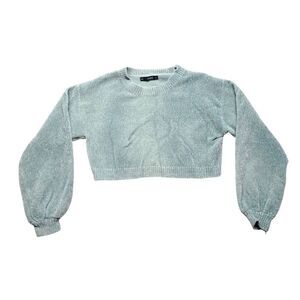 Zaful  Sweater Womens Size 8 Light Blue Pullover Crop Top